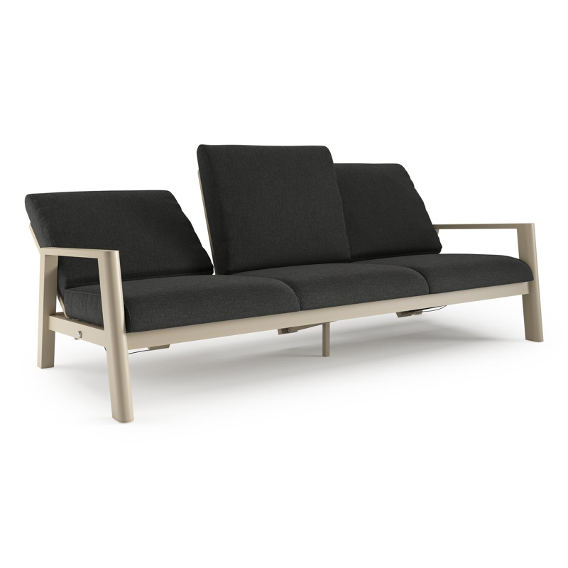 Cirello loungebank 3-zit in beige aluminium met chartres sooty all weather sunbrella® luxe kussen