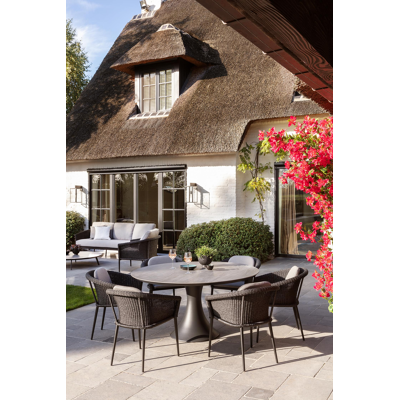 Fano tuintafel in zwart aluminium en volkeramiek aspen grey - Dia. 148 x H 75 cm