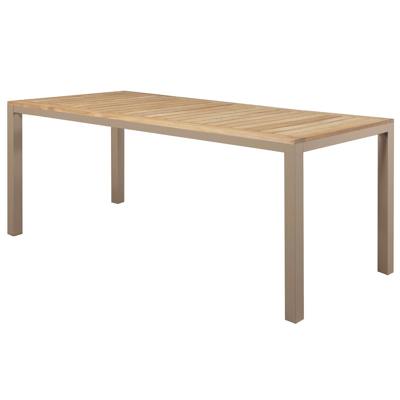 Como tuintafel in aluminium met tafelblad in teak - L 160 x B 100 cm
