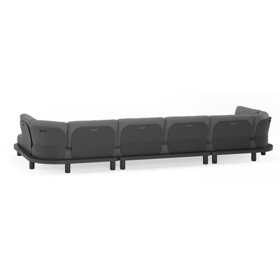 Donato loungehoek in zwart aluminium en met savane zinc all weather sunbrella® luxe kussens