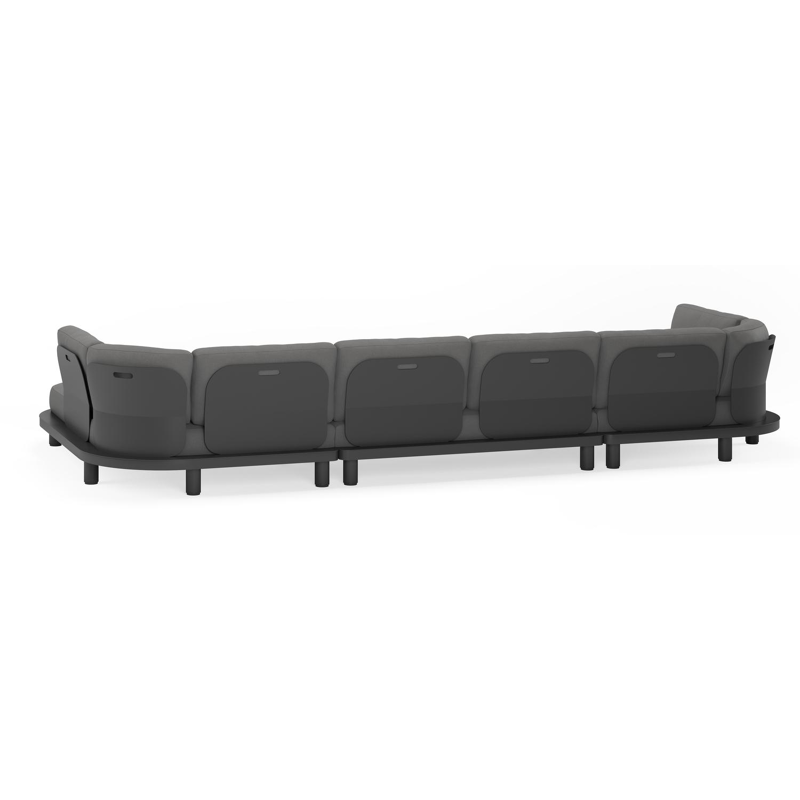 Donato loungehoek in zwart aluminium en met savane zinc all weather sunbrella® luxe kussens