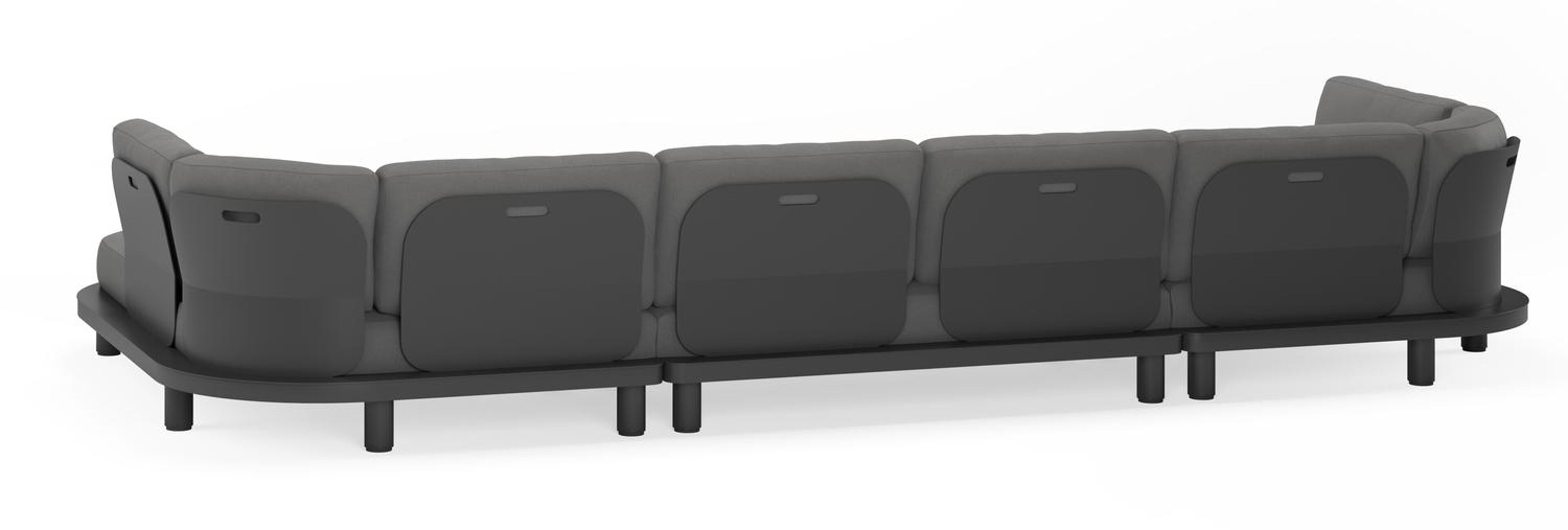 Donato loungehoek in zwart aluminium en met savane zinc all weather sunbrella® luxe kussens