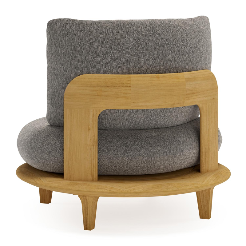 Bomero loungestoel in teak met chartres drizzle all weather sunbrella® luxe kussen