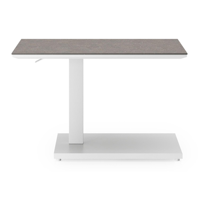 Table d'appoint pop-up Cirello rectangulaire en aluminium blanc et céramique pleine Wulong - Lg. 70 x Lrg. 50 x Haut. 44 cm