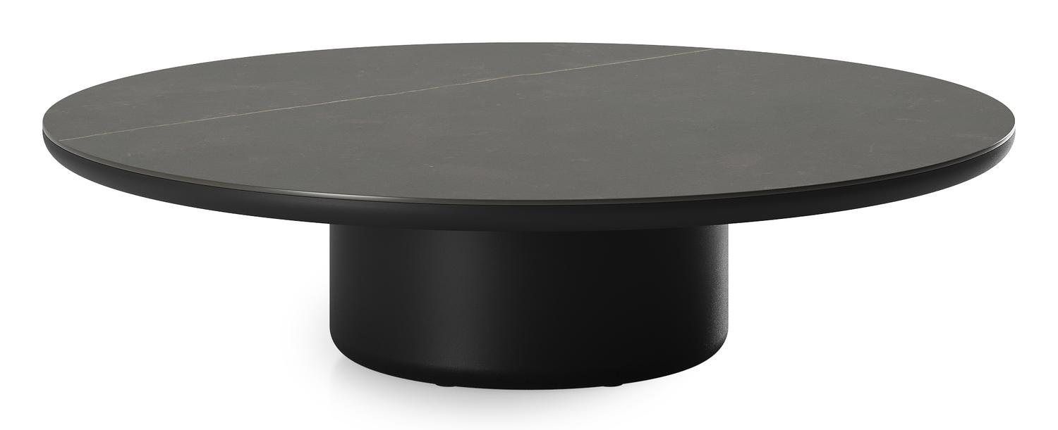 Table de basse Amico ronde en aluminium noir et céramique pleine Calatorao - Diam. 110 x Haut. 28 cm