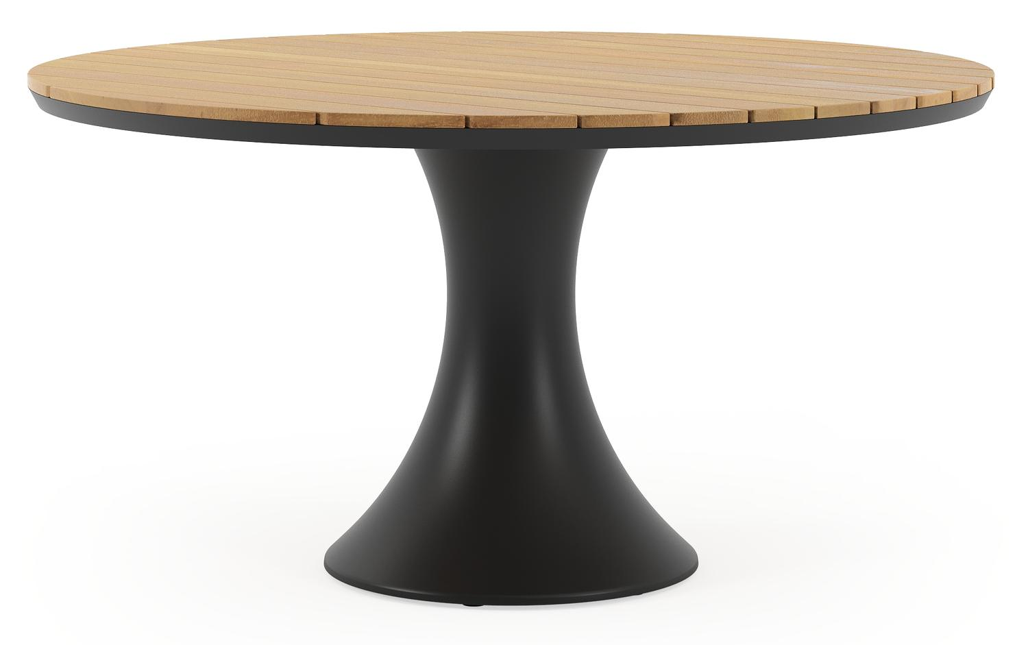 Fano tuintafel in zwart aluminium en teak - Dia. 148 x H 75 cm