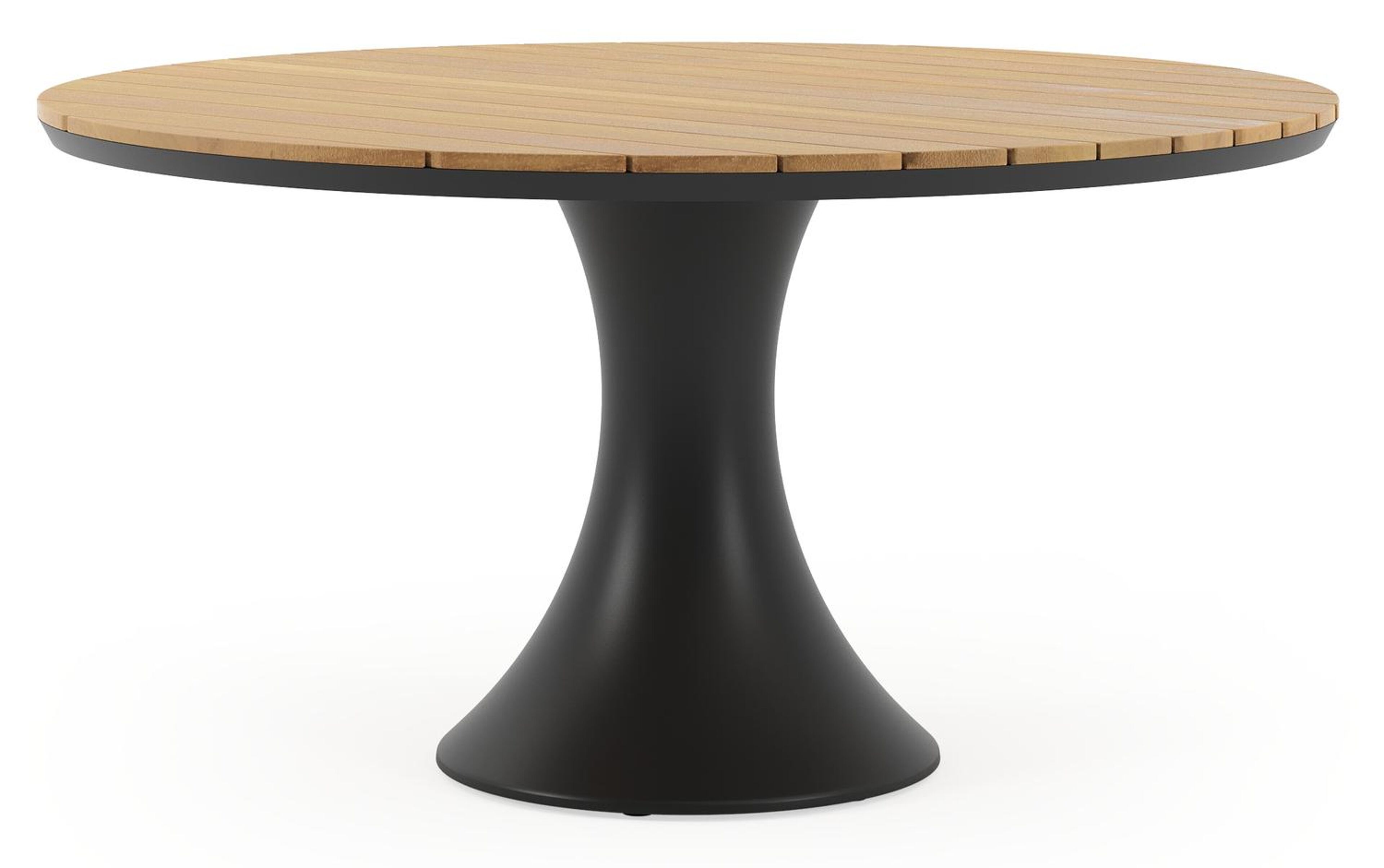 Fano tuintafel rond in zwart aluminium en teak - Dia. 148 x H 75 cm