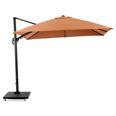 Avola zweefparasol met tiltfunctie in zwart aluminium met pumpkin weather+ softtouch parasoldoek - L1 300 x L2 300 cm (met voet)