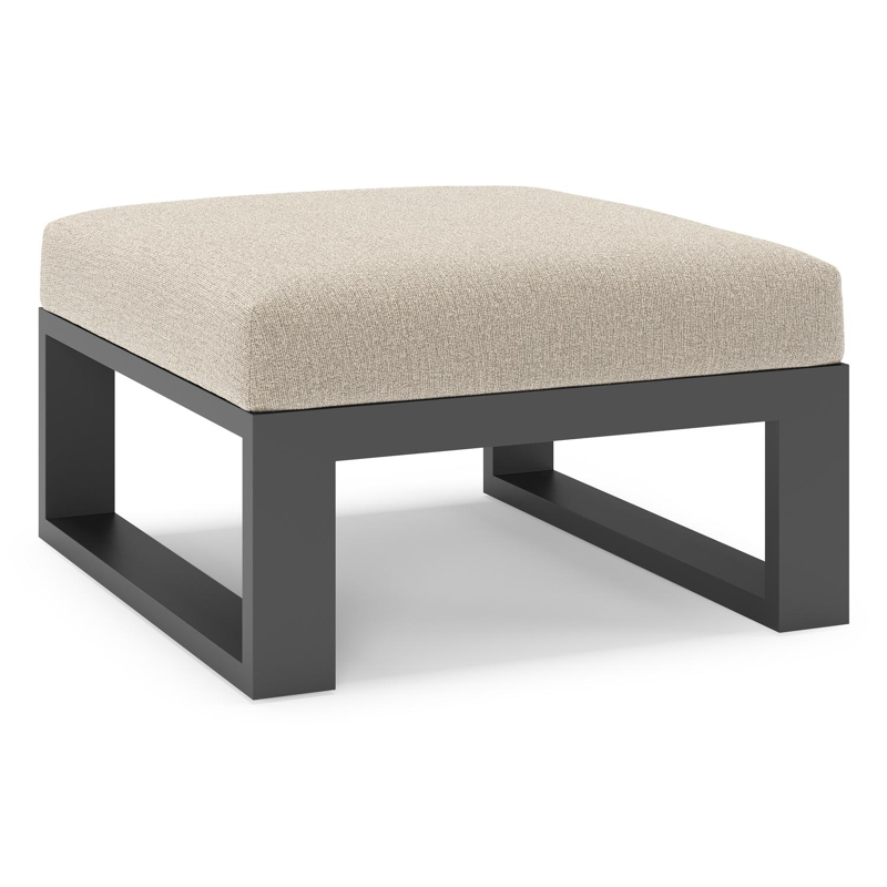 Pouf Verato en aluminium noir et coussins en all weather cosytica catania sand