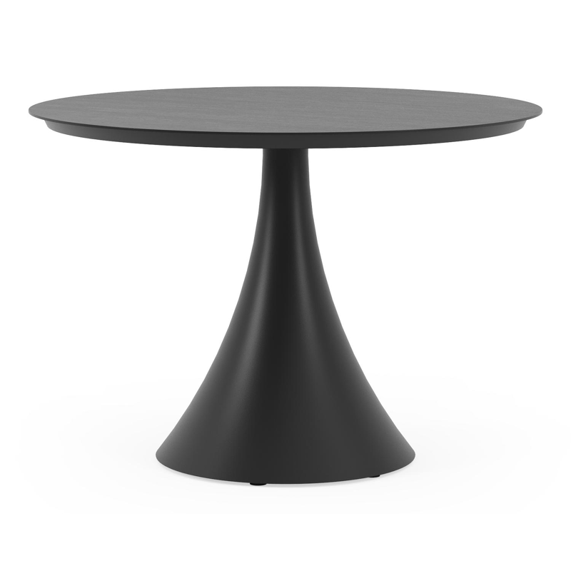 Fano tuintafel in zwart aluminium en volkeramiek basalt black - Dia. 110 x H 75 cm