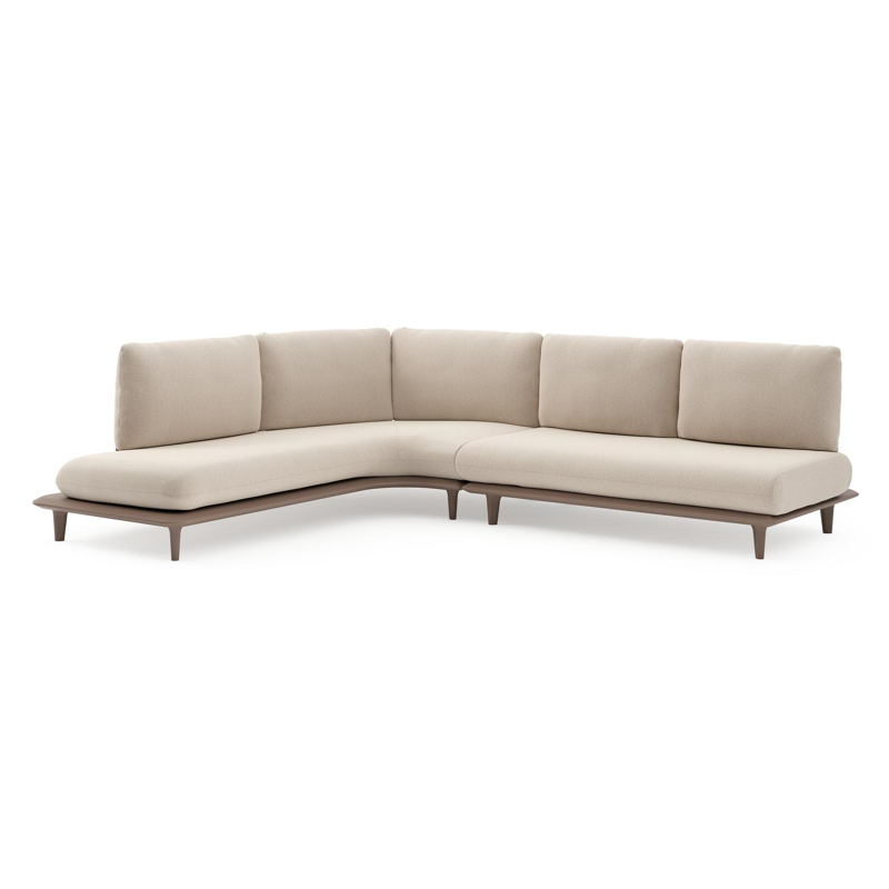 Bomero loungehoek in taupe aluminium met heritage ash all weather sunbrella® luxe kussen