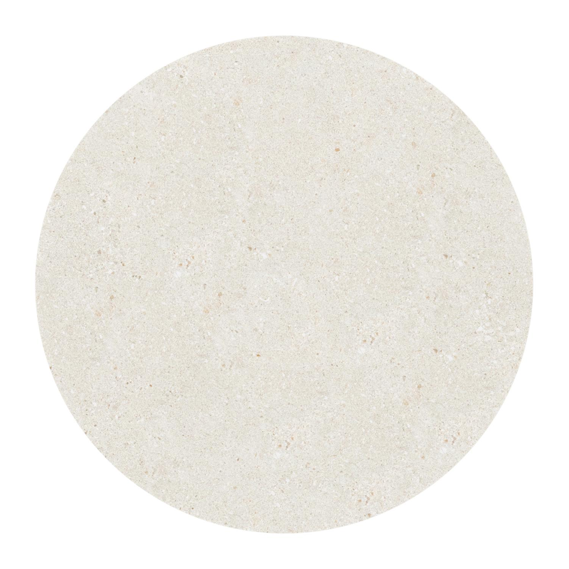 Bomero loungetafel rond in wit aluminium en volkeramiek Shilin - Dia. 84 x H 32.2 cm