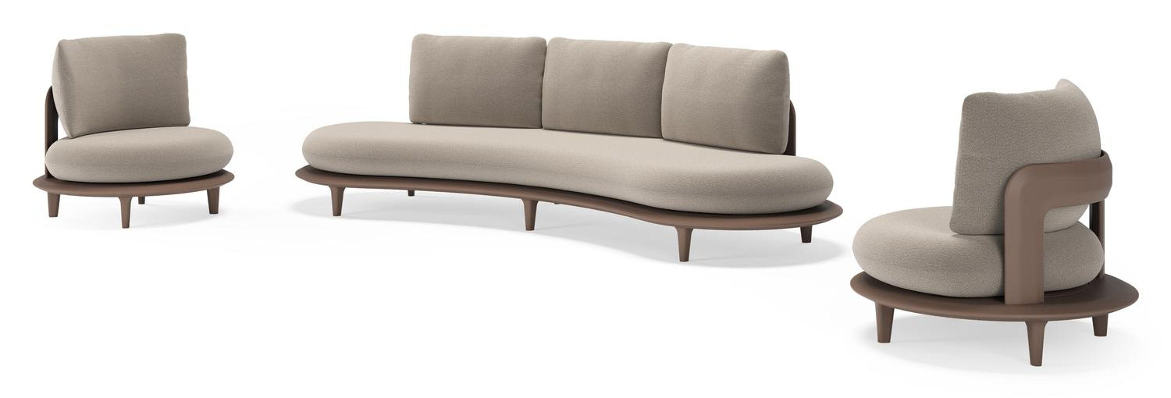 Bomero loungeset in taupe aluminium met savane coconut all weather sunbrella® luxe kussen