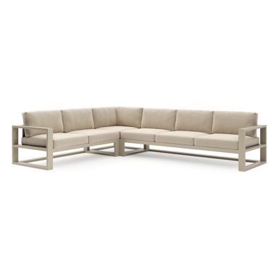 Verato loungehoek in beige aluminium met althea chalk all weather cosytica kussen