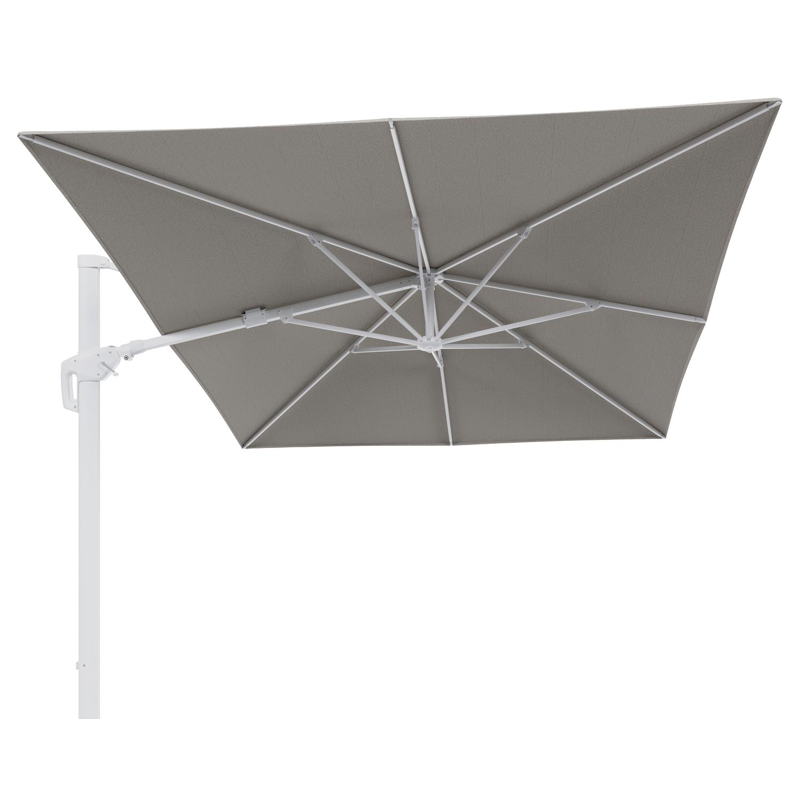 Parasol pendant Minore avec fonction tilt en aluminium blanc et toile de parasol en All Weather Solica Firenze Sand  - Lg.1 400 x Lg.2 300 cm (sans pied de parasol)