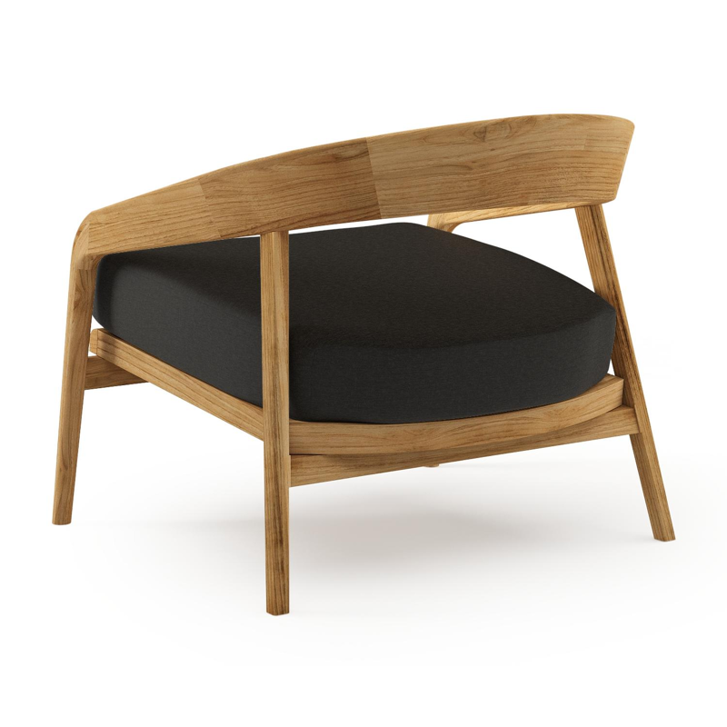 Lacrima loungestoel in teak met heritage char all weather Sunbrella® luxe kussen