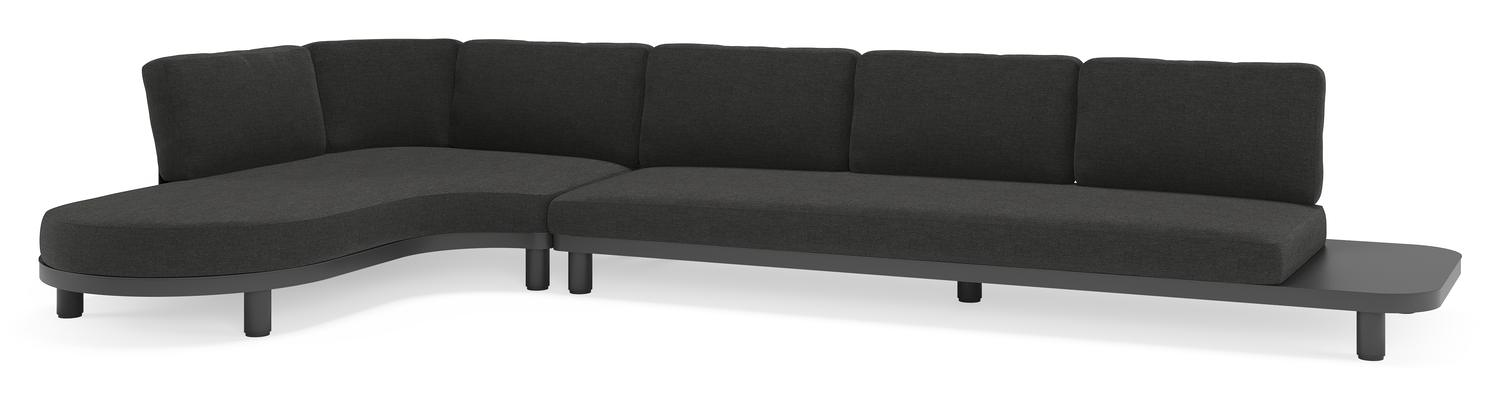 Donato loungehoek in zwart aluminium met All Weather Sunbrella® Luxe Chartres Sooty kussen