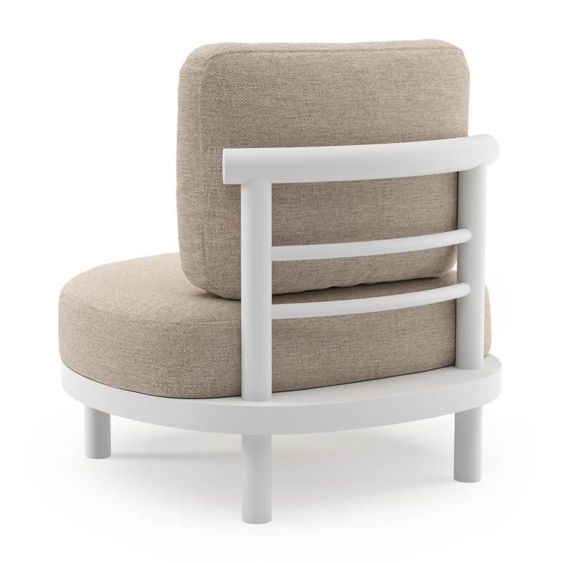 Fauteuil de jardin Lindo en aluminium blanc et coussins en weather+ softtouch rustic