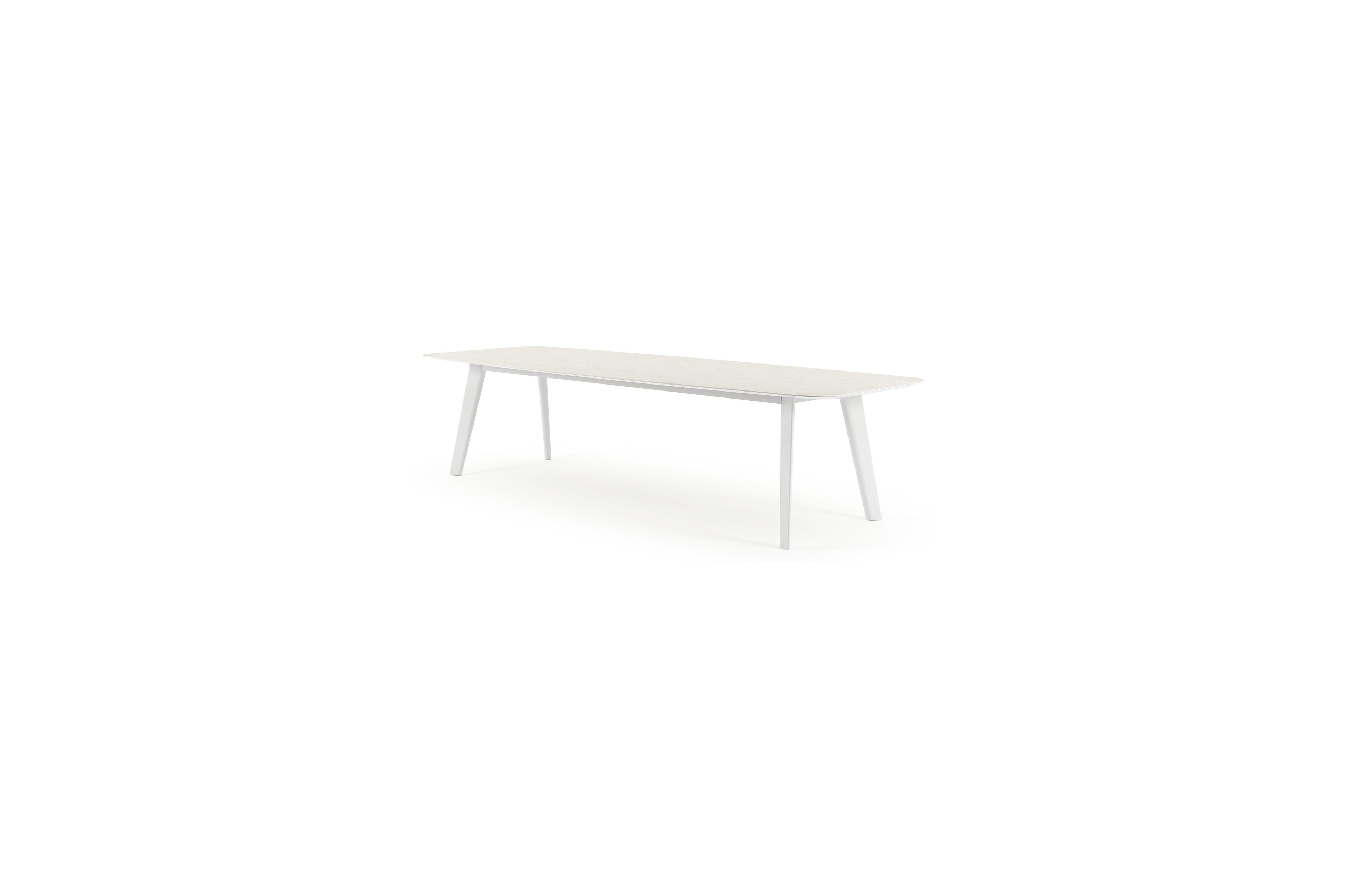 Lacrima tuintafel in wit aluminium en volkeramiek shilin - L 315 x B 115 x H 74 cm