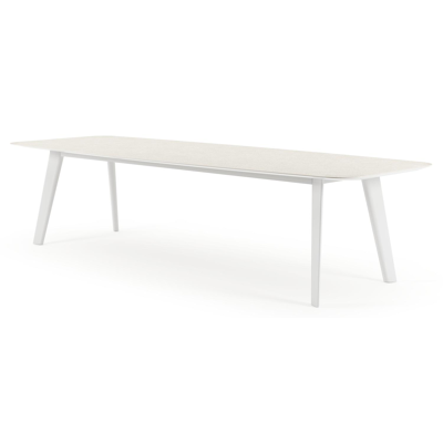 Lacrima tuintafel in wit aluminium en volkeramiek shilin - L 315 x B 115 x H 74 cm