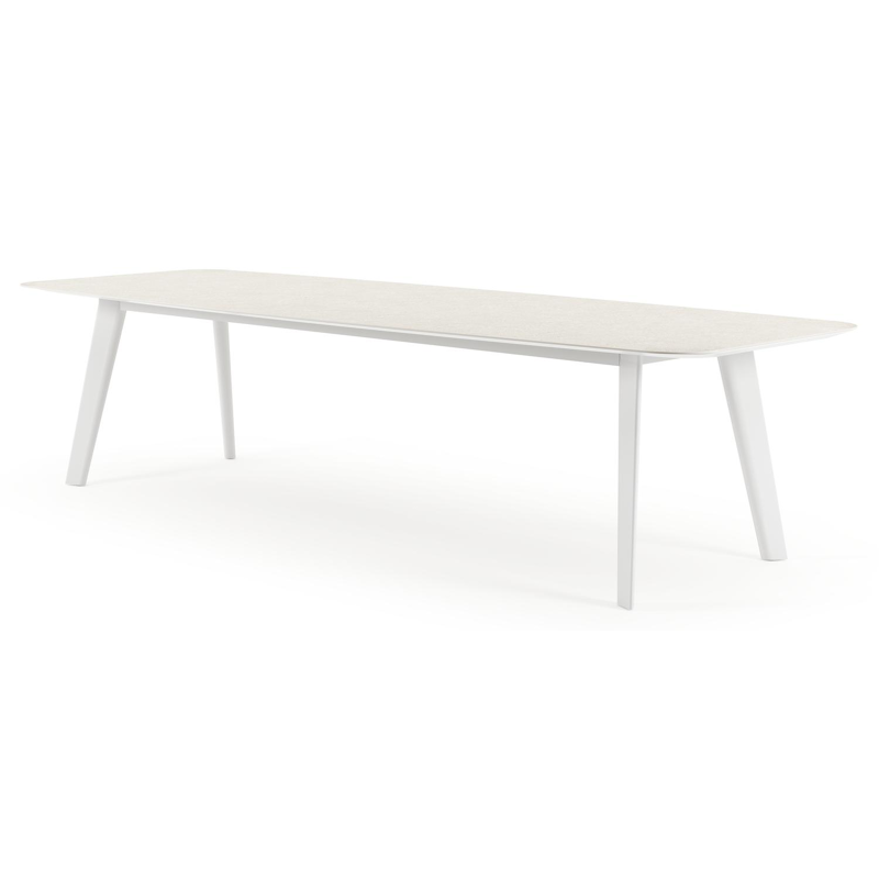 Lacrima tuintafel in wit aluminium en volkeramiek shilin - L 315 x B 115 x H 74 cm