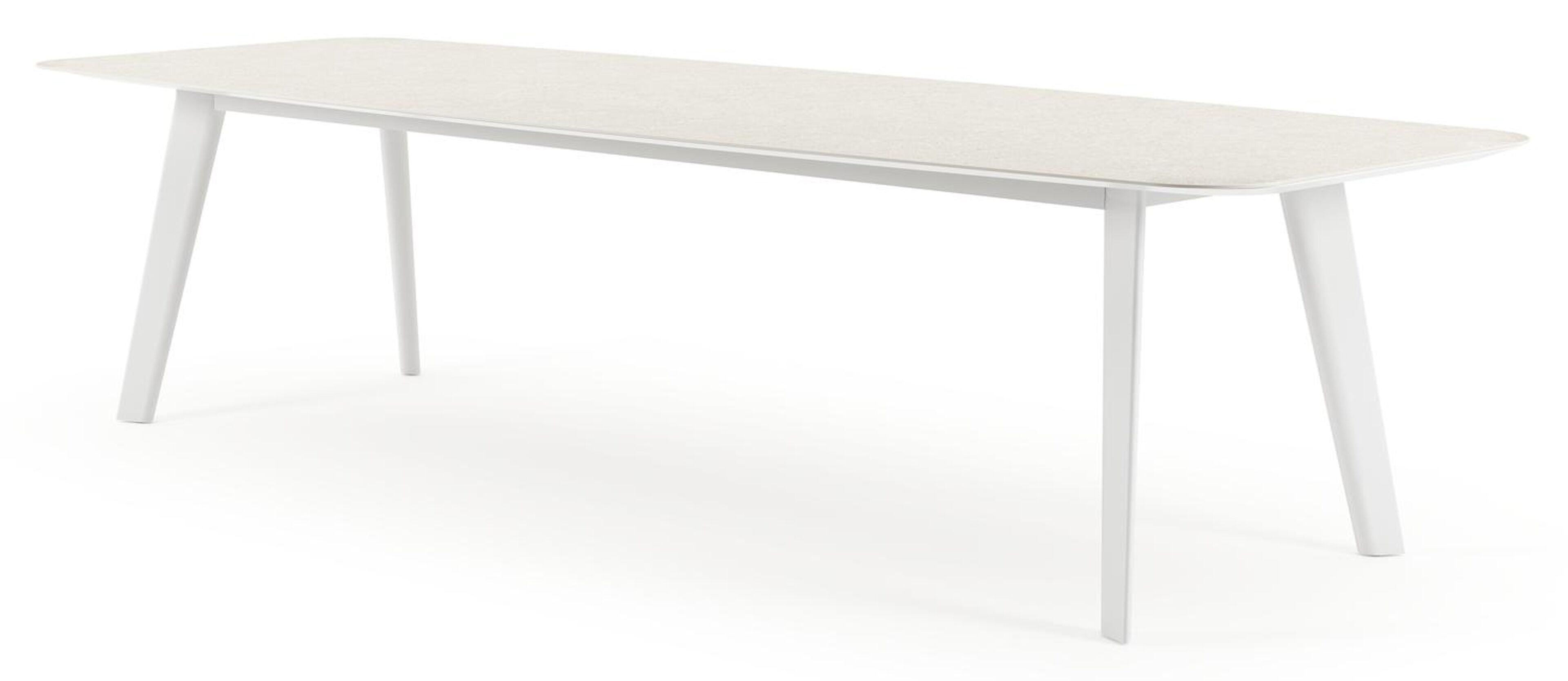 Table de jardin Lacrima en aluminium blanc et céramique pleine shilin - Lg 315 x Larg. 115 x H 74 cm