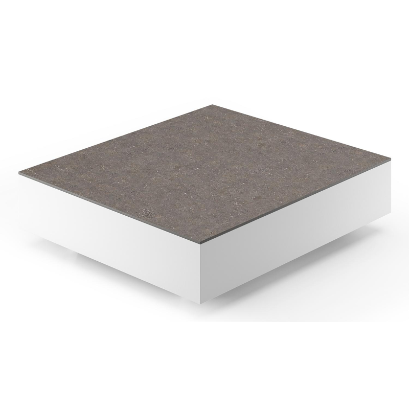 Como loungetafel rechthoekig in wit aluminium en volkeramiek Wulong - L 70 x B 80 x H 20 cm