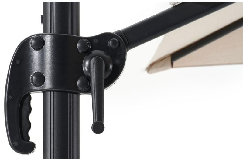 Calpe zweefparasol in zwart aluminium met beige weather+ softtouch parasoldoek - L1 270 x L2 270 cm (zonder voet)