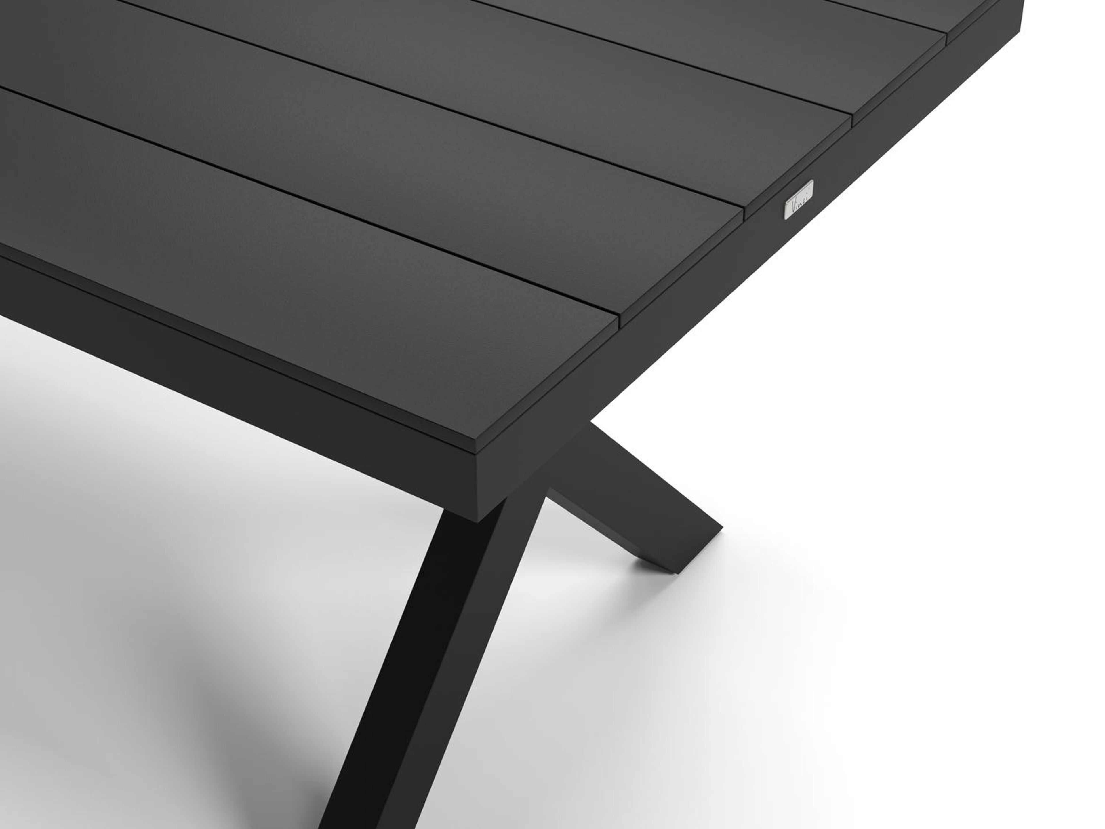 Bahia tuinset in zwart aluminium met 6 stapelbare Guarda tuinstoelen