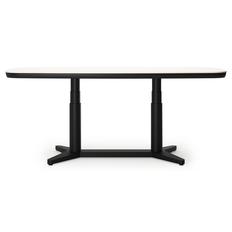 Tarsia tuintafel bootvorm in zwart aluminium en Crema Minerale sintered stone - L 90 x B 180 x H 74.5 cm