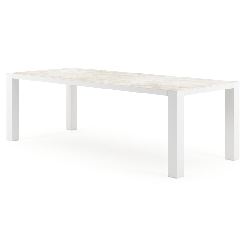 Ttable de jardin Nano rectangulaire en aluminium blanc et céramique pleine Rapolano Lg. 240 x Lrg. 100 cm