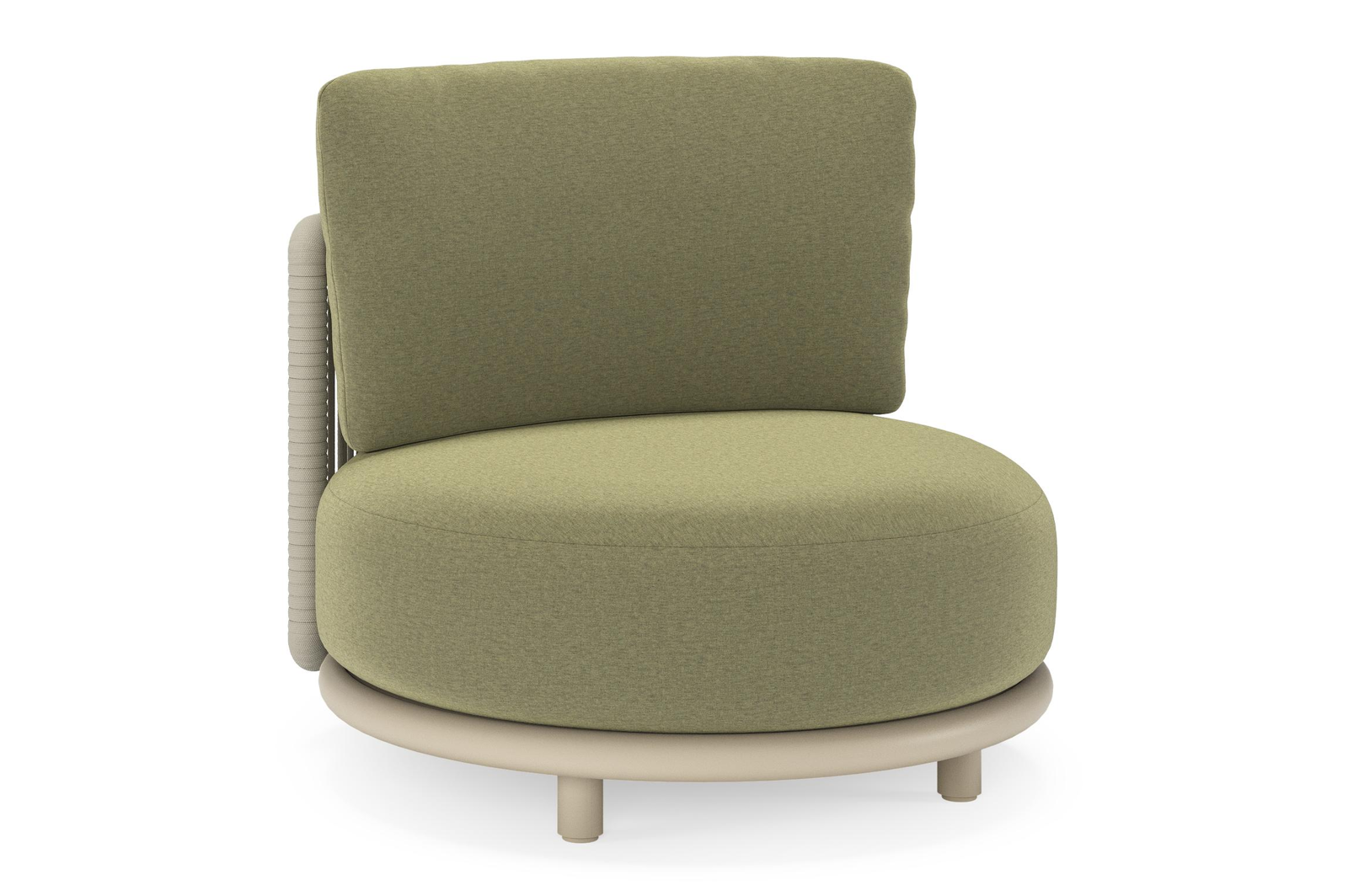 Lomano loungestoel in beige aluminium en beige verticaal geweven luxe vlakke rope met Heritage Leaf all weather sunbrella® luxe