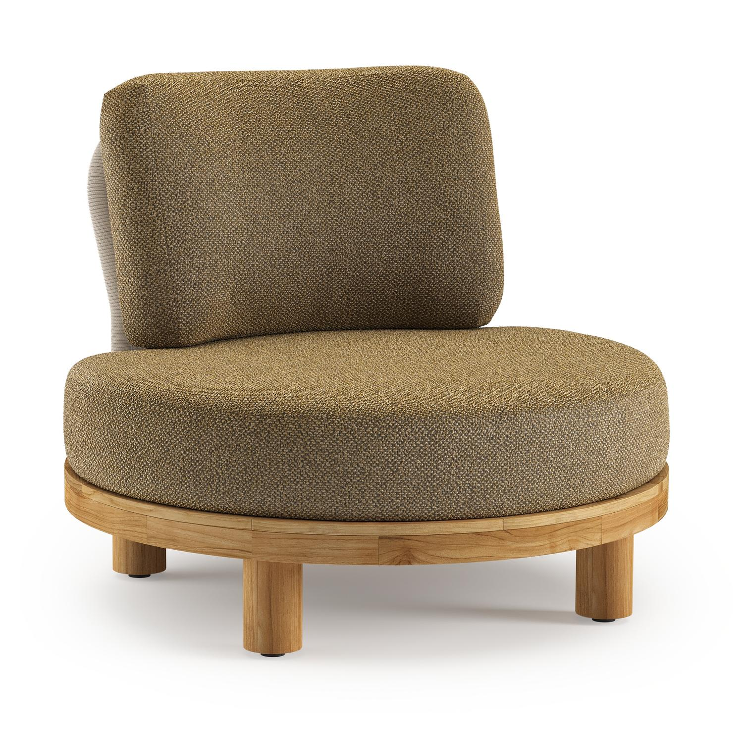 Donato loungestoel 1-zit in teak met madagascar walnut all weather Casettica kussen