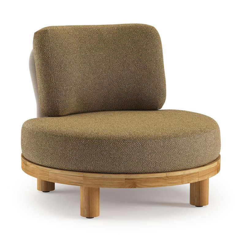 Donato loungestoel 1-zit in teak met madagascar walnut all weather Casettica kussen