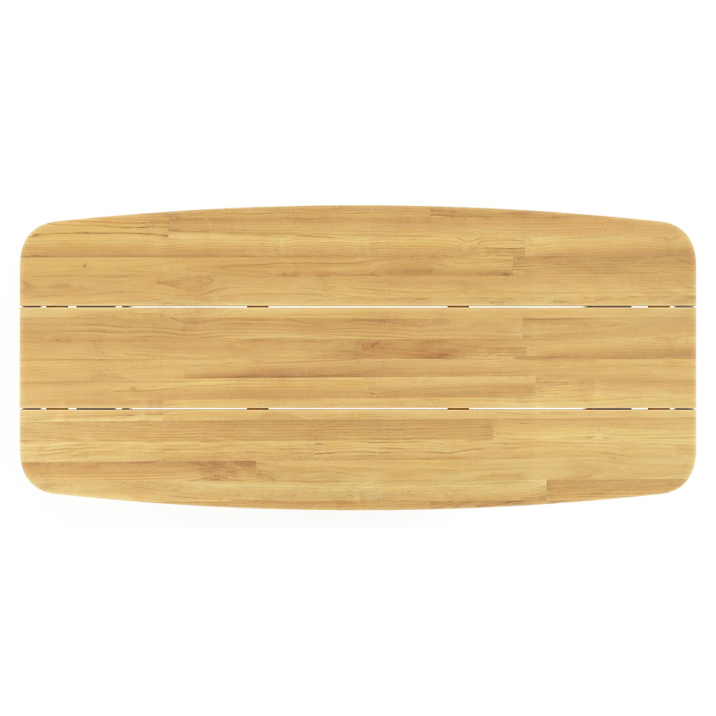 Lacrima tuintafel bootvorm in wit aluminium en teak - L 255 x B 115 x H 73 cm