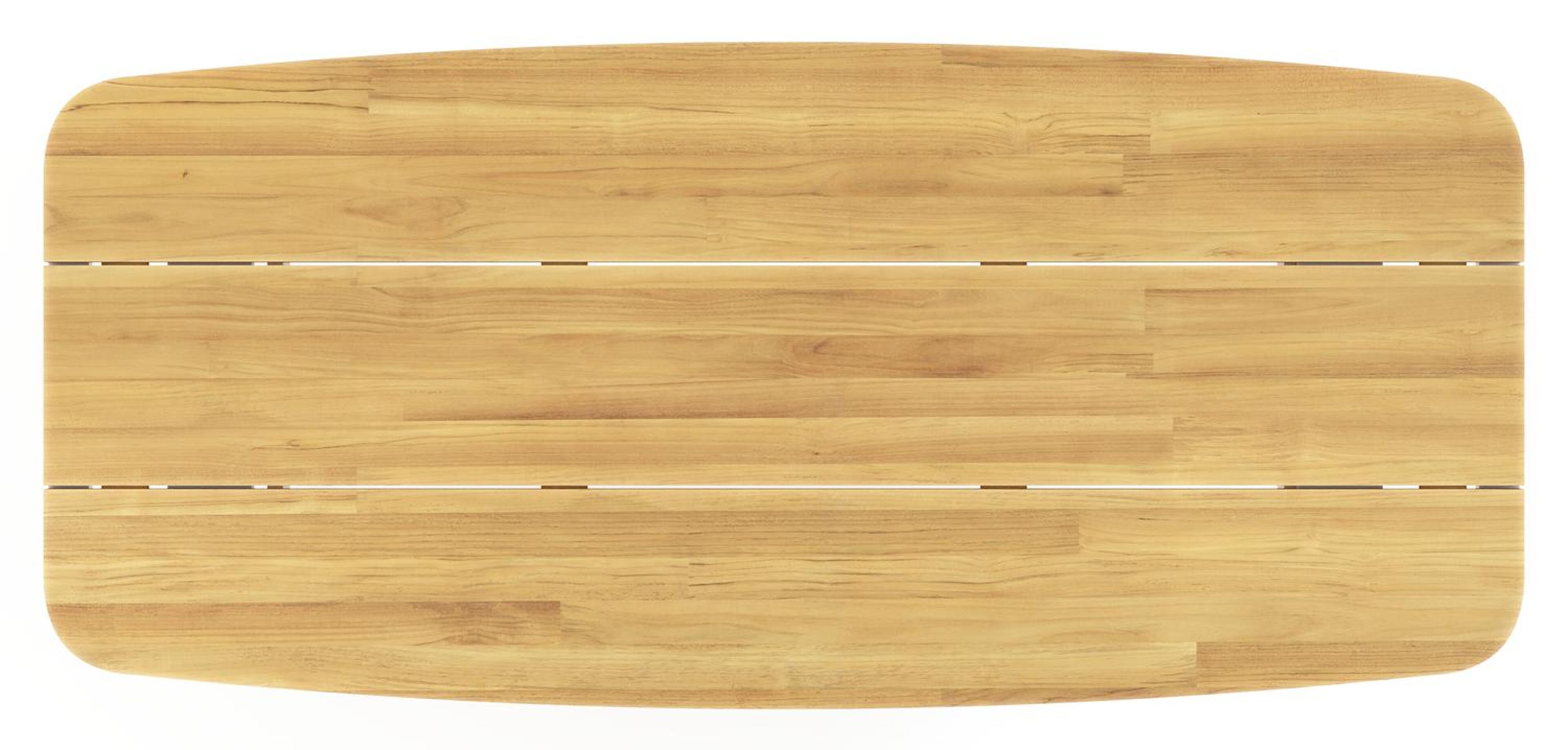 Table de jardin Lacrima forme de bateau en aluminium blanc et teck - Lg. 255 x Lrg. 115 x Haut. 75 cm