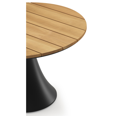 Fano low dining loungetafel in zwart aluminium en teak  - Dia. 85 x H 55 cm