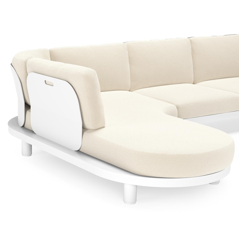 Donato loungehoek in wit aluminium met all weather cosytica Althea Off White kussen