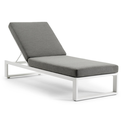 Verato verstelbaar ligbed in wit aluminium met natte charcoal chine Sunbrella® Premium kussen