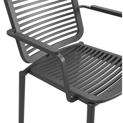 Fano stapelbare tuinstoel in zwart aluminium