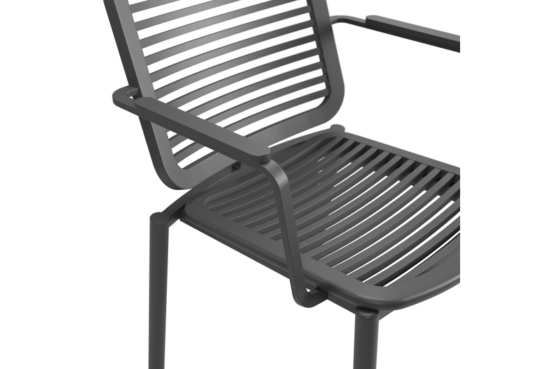 Fano stapelbare tuinstoel in zwart aluminium