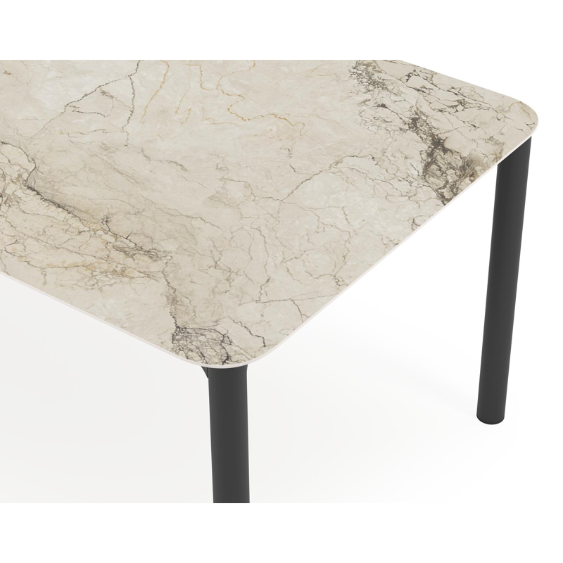 Lugano tuintafel rechthoekig afgerond in zwart aluminium en volkeramiek colorado dunes - L 240 x B 100 x H 75 cm