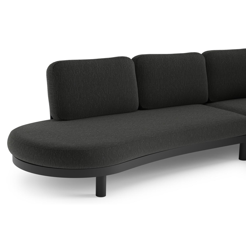 Salon de jardin d'angle Palma en aluminium noir et coussins en weather+ softtouch sky black