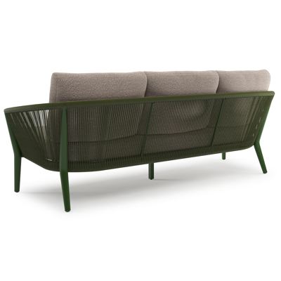 Orso loungebank in groen aluminium en groen verticaal geweven ronde rope met Wander Manioc all weather sunbrella® luxe kussen