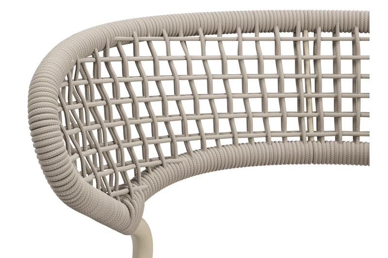 Donato XL tuinstoel in beige aluminium en beige vierkant geweven ronde rope