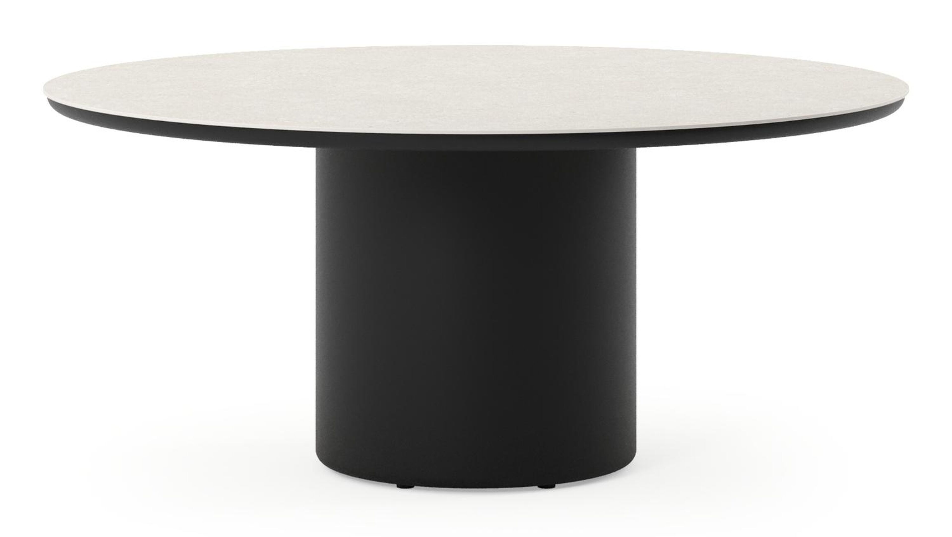 Table de jardin low dining Amico rond en aluminium noir et céramique pleine Shilin - Diam. 148 x Haut. 61 cm