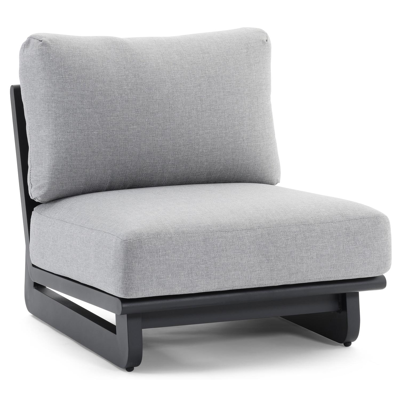 Dovano loungezetel tussenstuk in zwart aluminium met grijs weather+ softtouch kussen