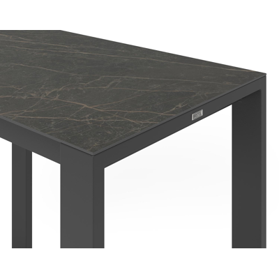 Verato bartafel in zwart aluminium en volkeramiek black obsession - L 120 x B 70 x H 106 cm