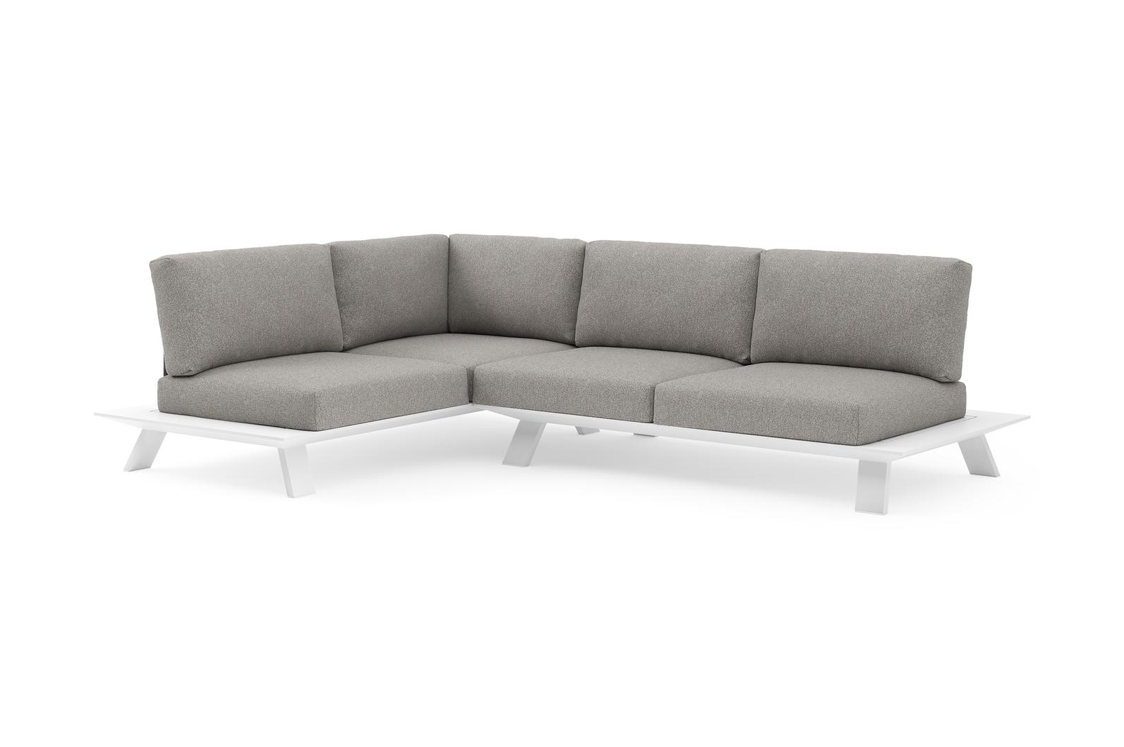 Cesano loungehoek in wit aluminium met tundra charcoal all weather Sunbrella® luxe kussen