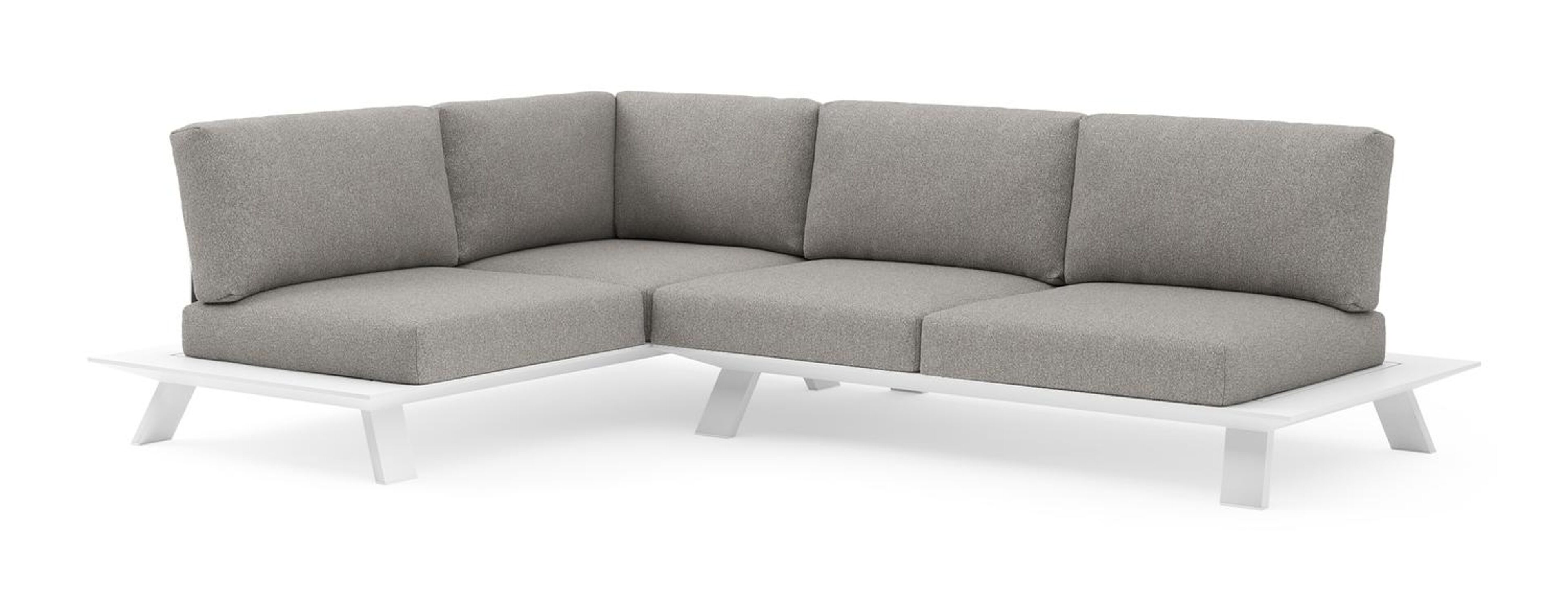 Cesano loungehoek in wit aluminium met tundra charcoal all weather Sunbrella® luxe kussen